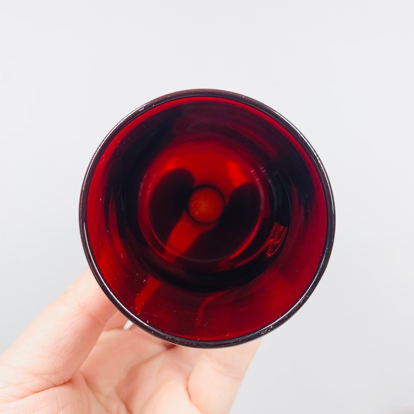 1970s French Luminarc footed ruby glasses
