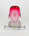 Vintage hand made signed Jablonski sommerso pink art glass vase