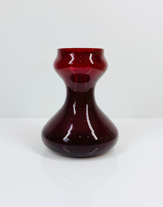 Space Age hand made red glass posy vase