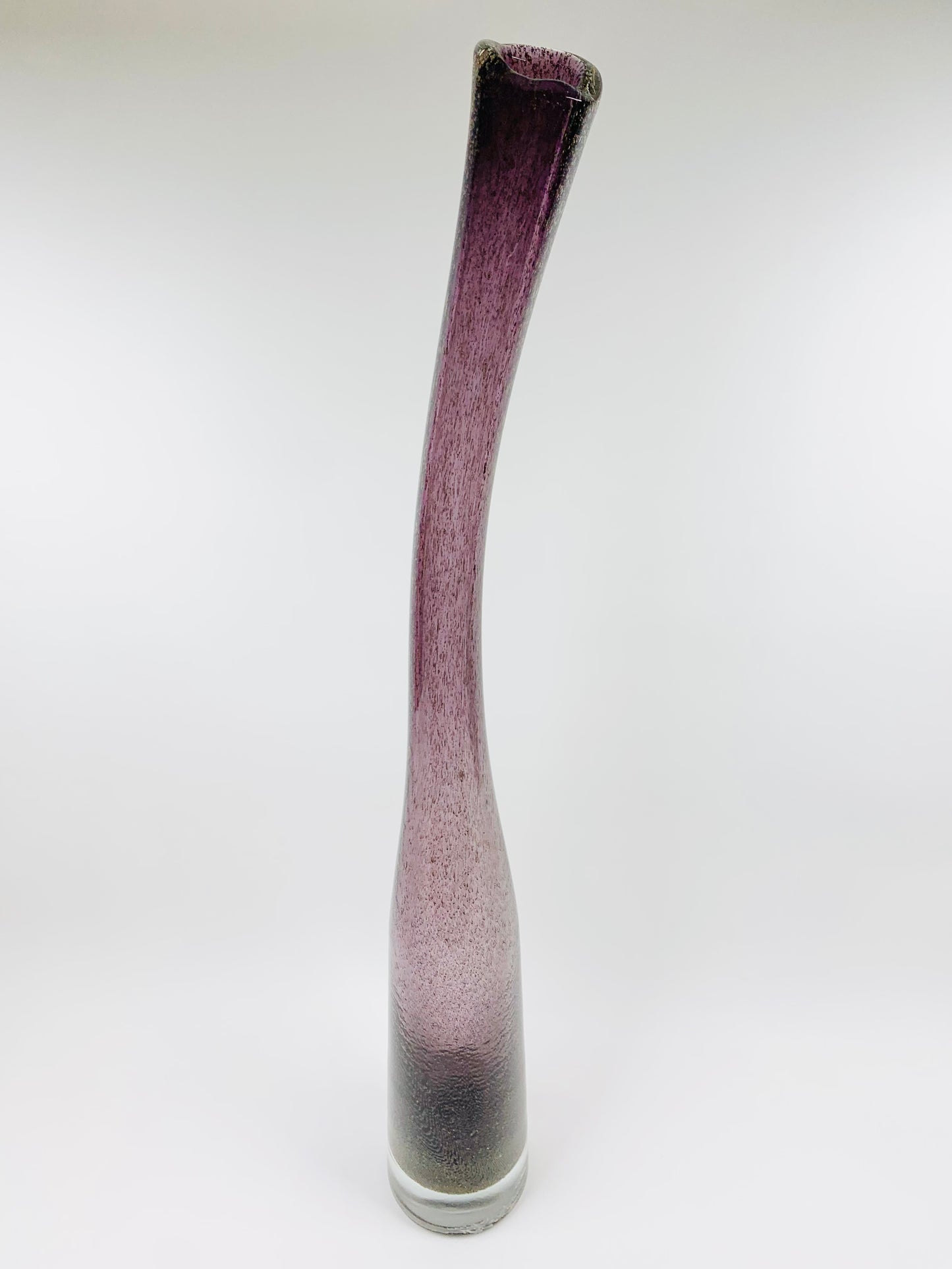 Vintage tall purple art glass with gold aventurine bottle vase