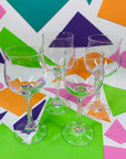 Vintage Bohemian wine glasses with antique faceted stem