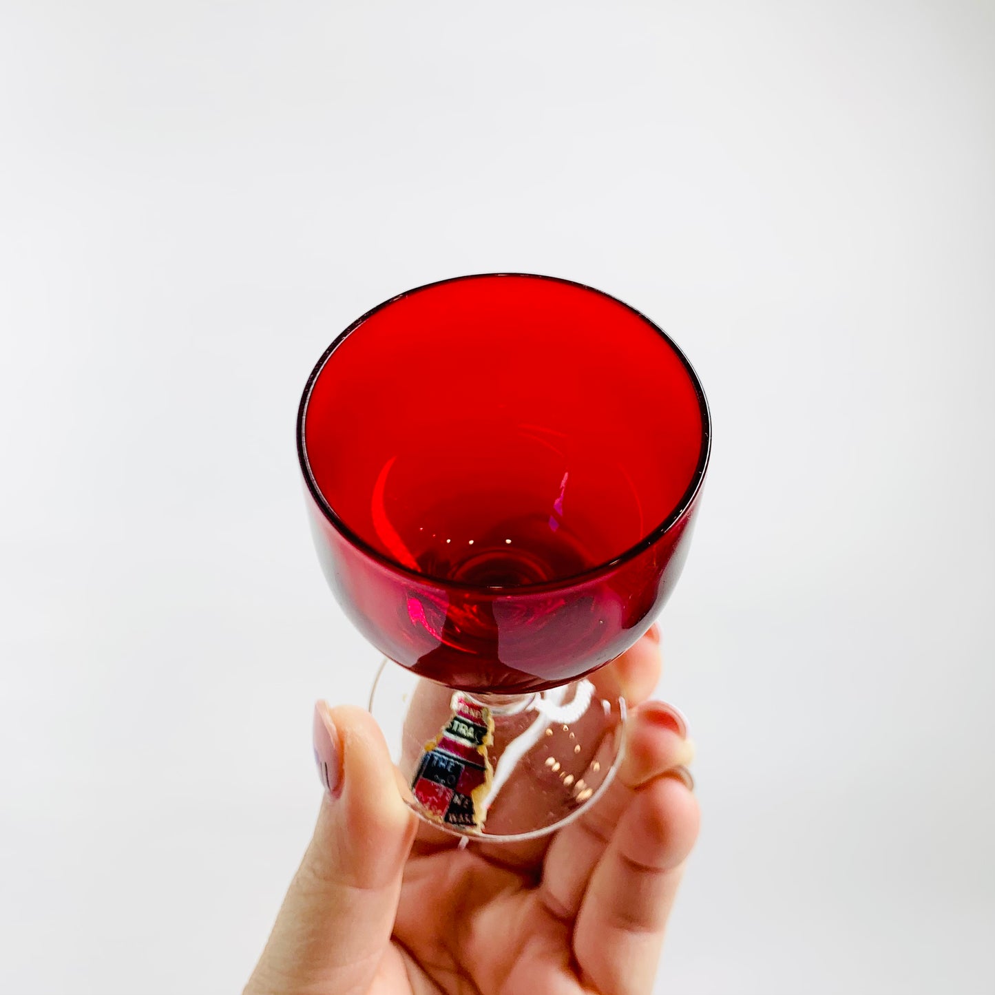 1950s ASTRACOKOUR RUBY FOOTED SHOT GLASSES