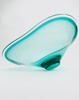Extremely rare large MCM cased turquoise ombré glass Coquille bowl by Paul Kedelv