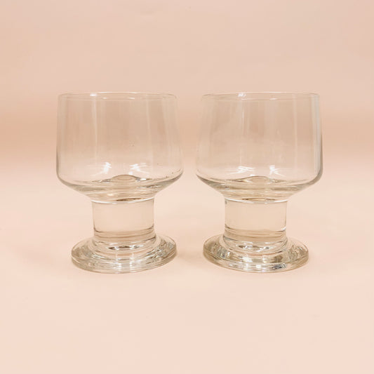 Vintage heavy base footed port glasses