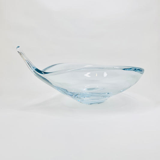1960s Swedish Strombergshyttan modern glass tear drop bowl