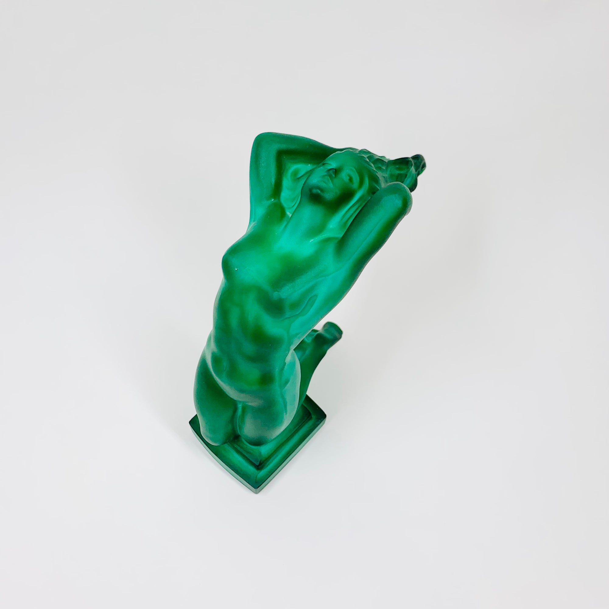 ANTIQUE ART DECO MALACHITE GLASS NUDE