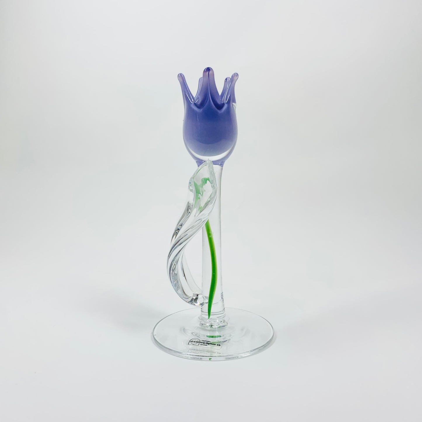 Vintage Swedish Strombergshyttan hand made glass tulip candle holder