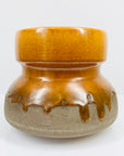 1950s HAND GLAZED BROWN POTTERY POSY VASE
