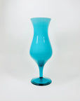 Midcentury footed Italian Empoli cased aquamarine glass vase