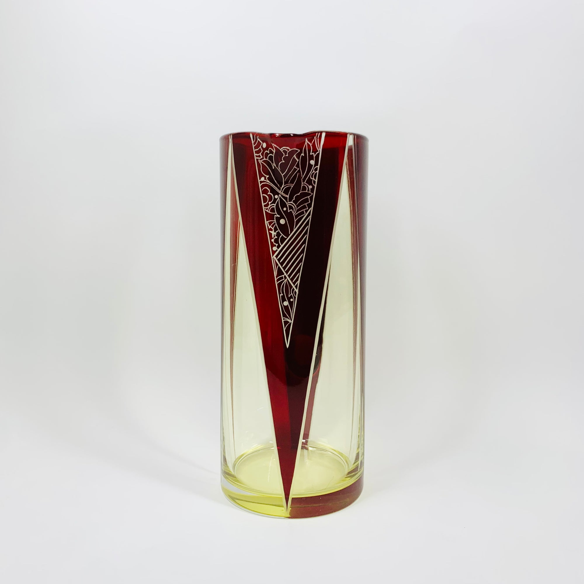 Extremely extremely rare antique Art Deco ruby enamel and citrine glass jug and matching wine glasses set by Karl Palda