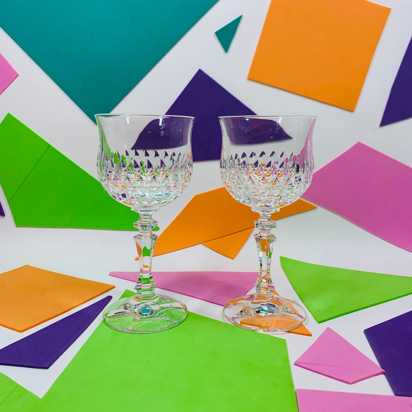 Vintage Schott Zweisel German cut crystal wine glasses
