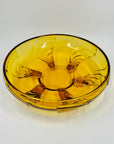 Antique Art Deco amber glass float bowl with matching flower frog