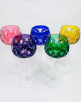 Extremely rare antique cut cameo Hock harlequin crystal wine glasses X-cross pattern