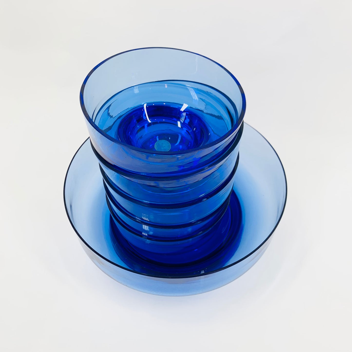 MCM hand made thick cobalt blue glass bowl