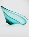Extremely rare large MCM cased turquoise ombré glass Coquille bowl by Paul Kedelv
