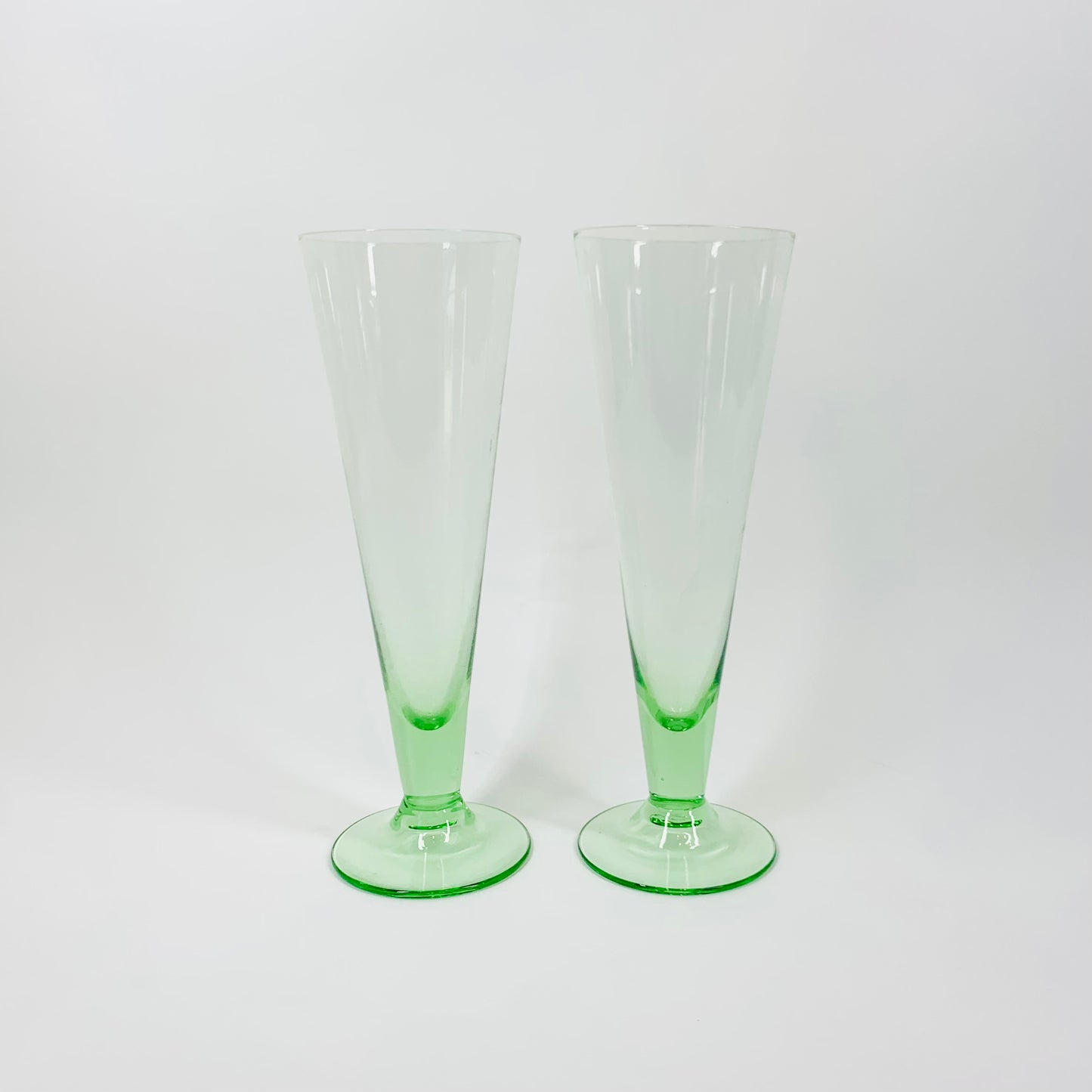 Rare MCM green glass parfait/champagne flutes