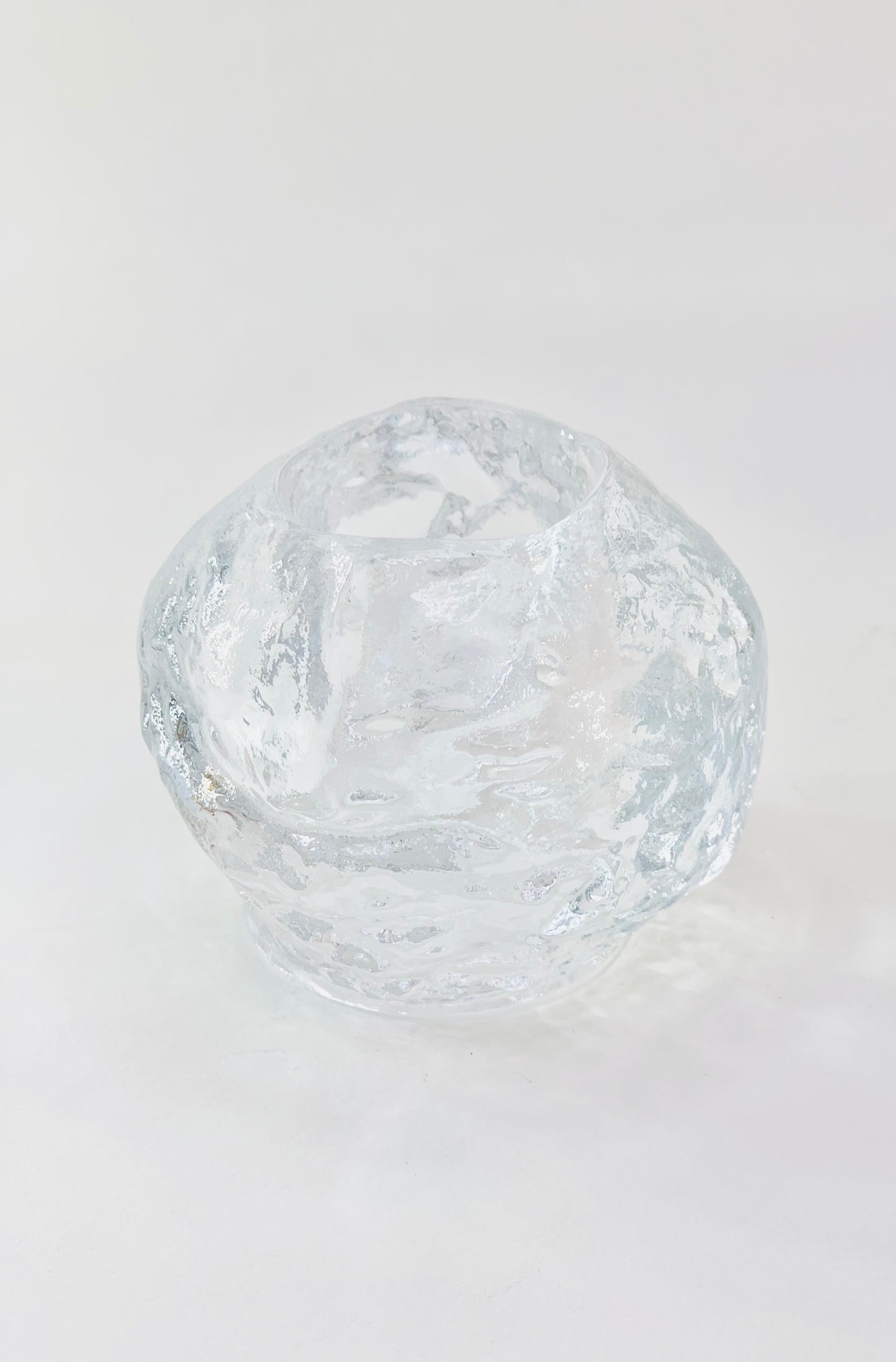 Vintage Kosta Boda glass snowball tea light holder