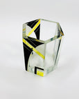 Antique Art Deco black and citrine hexagons glass posy vase by Karl Palda