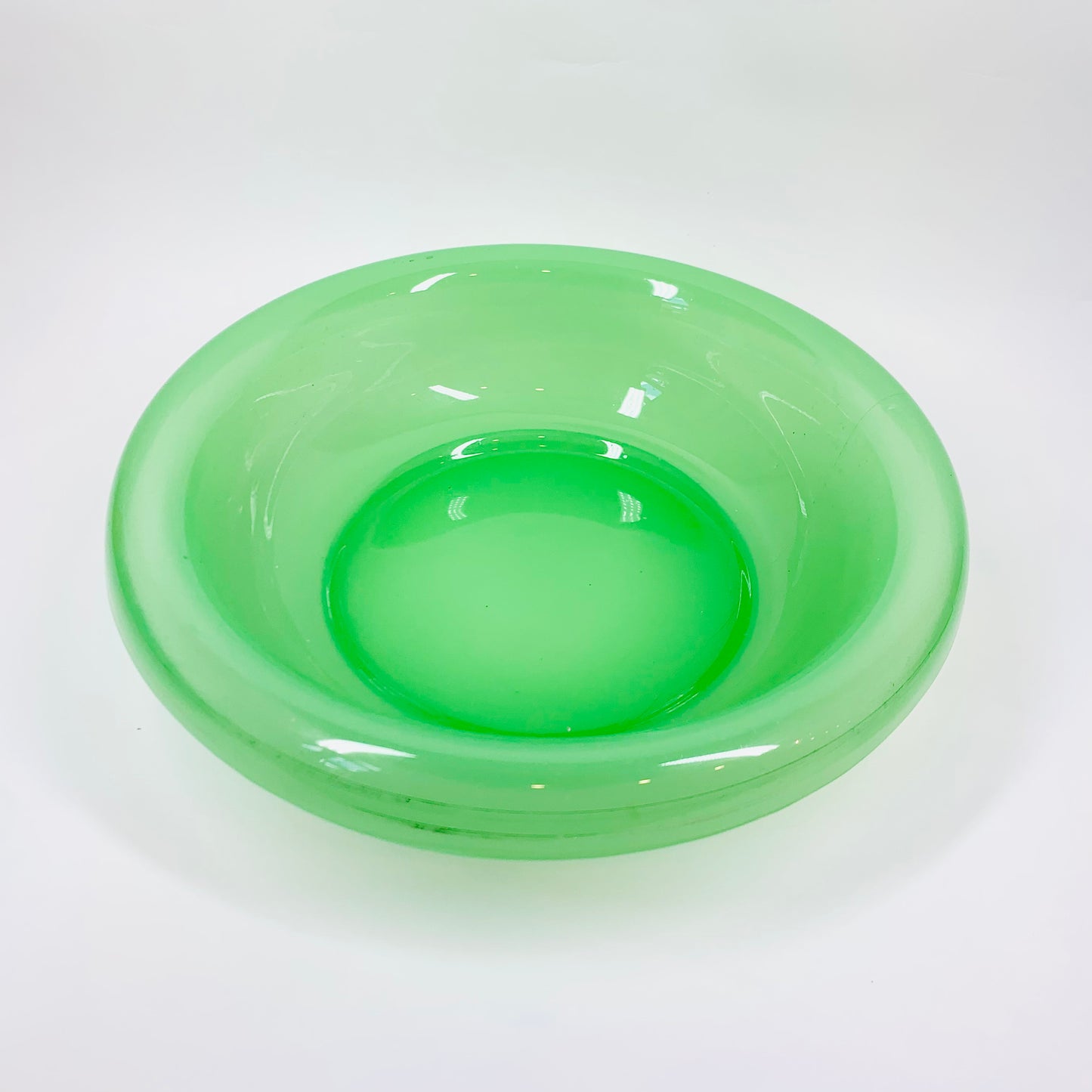 Extremely rare large antique French green opaline glass bowl