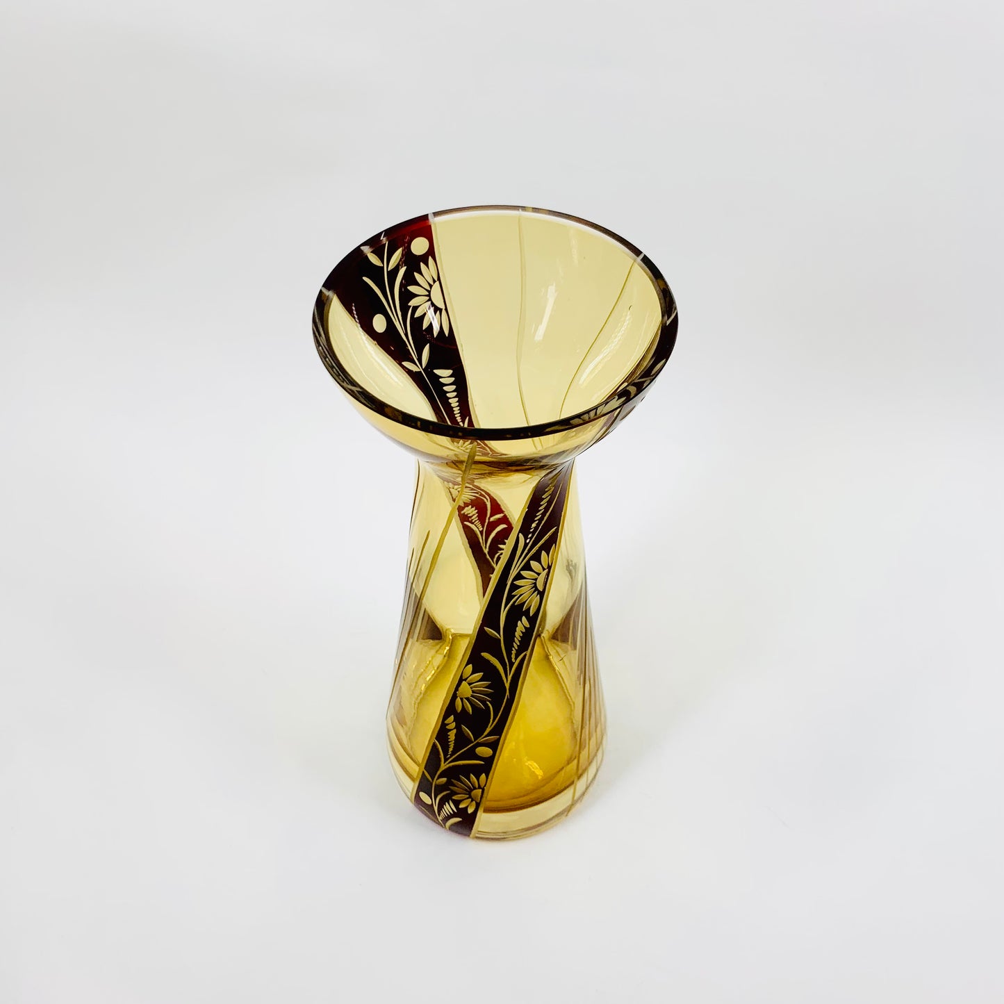 Antique Art Deco ruby enamel citrine glass hyacinth vase by Karl Palda