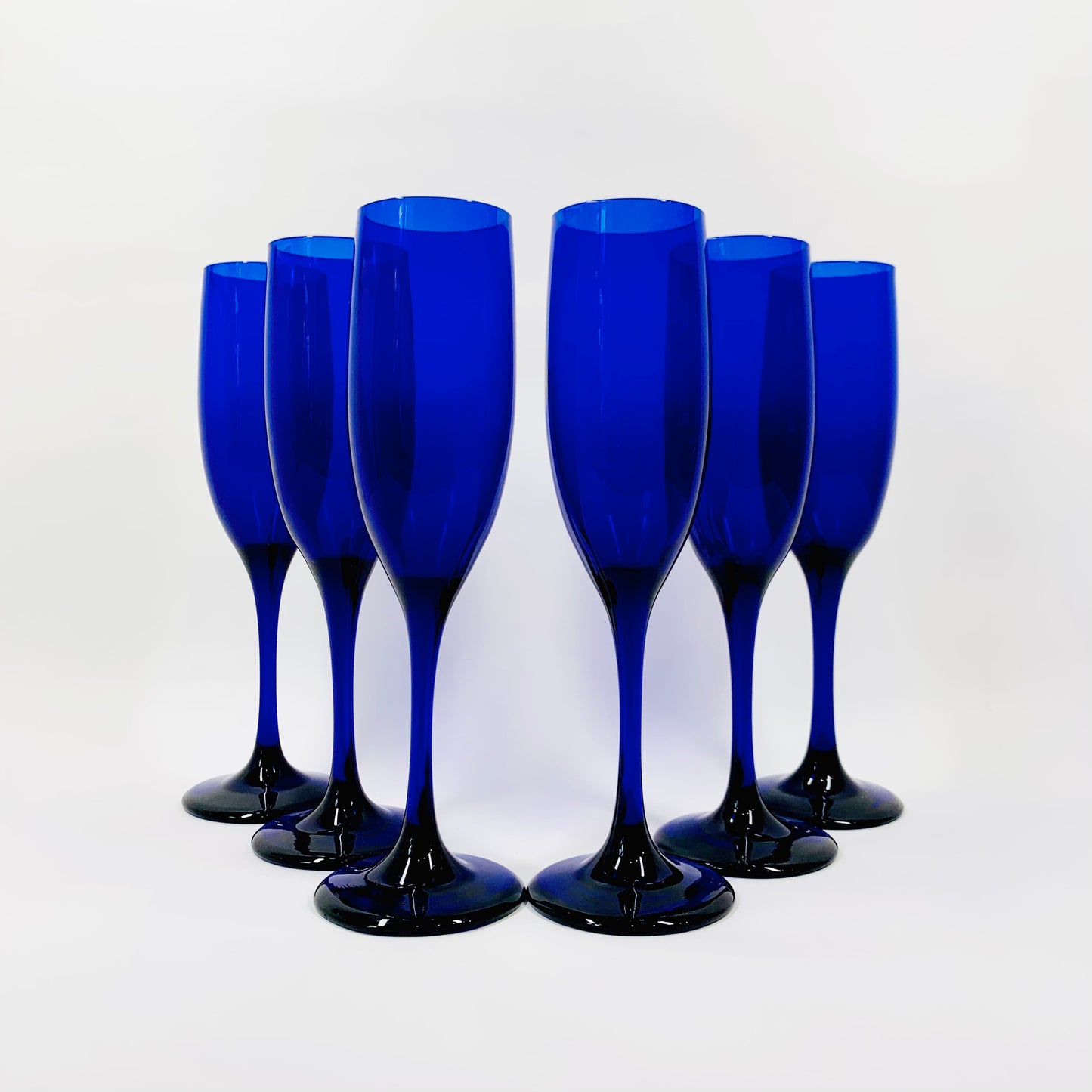 Vintage Libbey cobalt blue glass champagne flutes