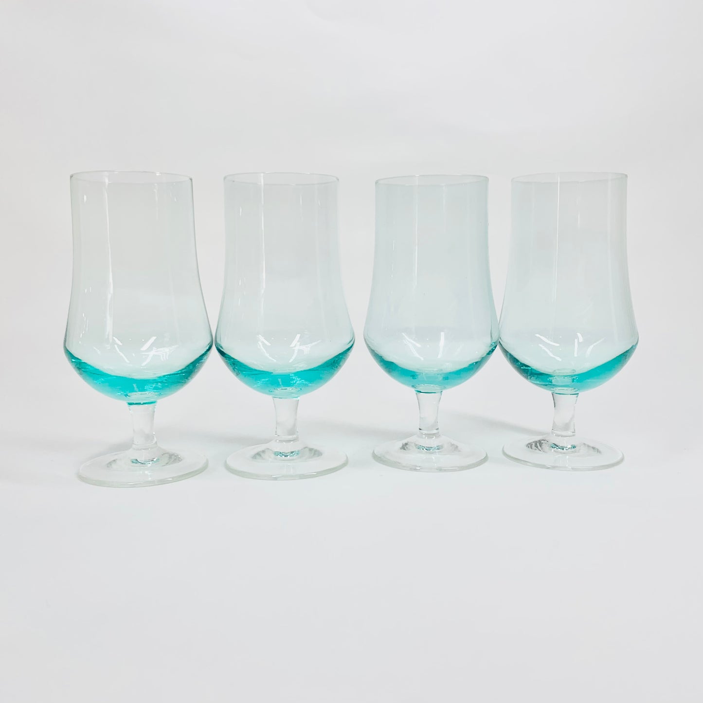 Rare MCM turquoise short stem small wine glasses