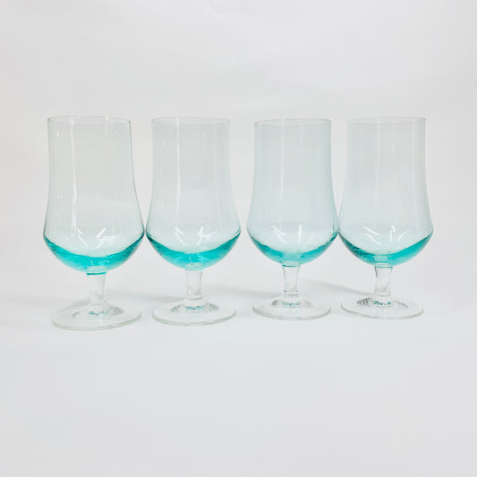 Rare MCM turquoise short stem small wine glasses