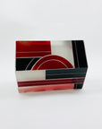 Antique Art Deco black and ruby enamel cased satin hexagons glass posy vase by Karl Palda