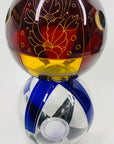 Antique Art Deco ruby enamel globe citrine glass posy vase by Karl Palda
