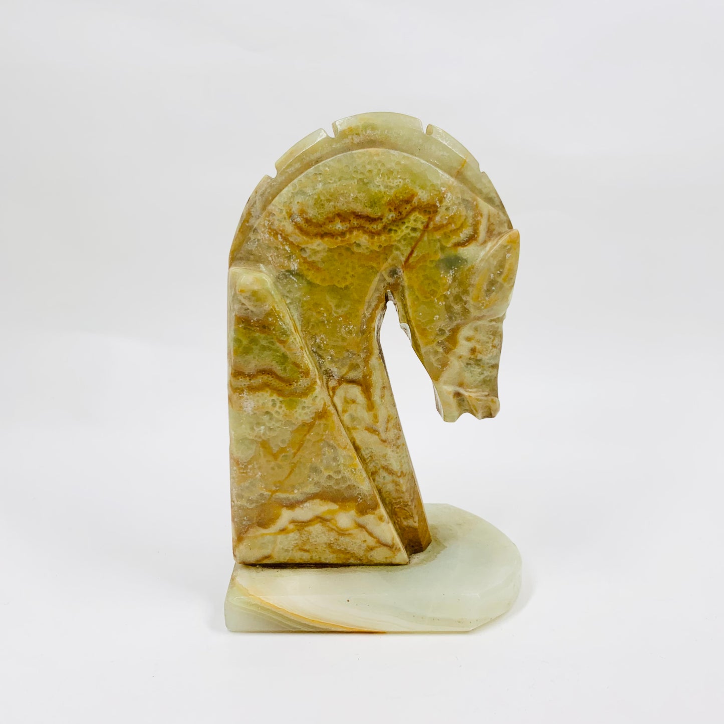 Midcentury onyx horse head bookends