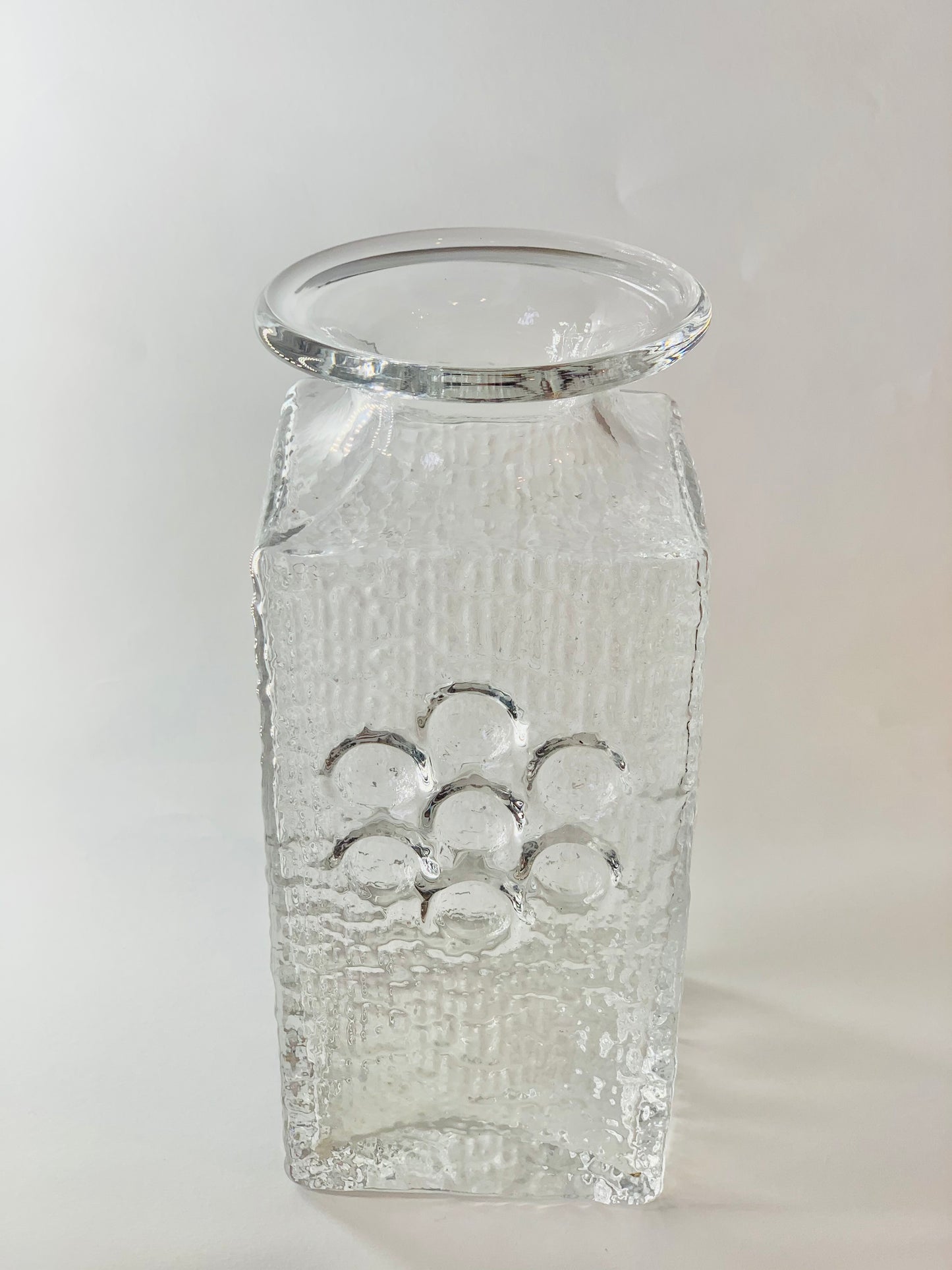 Vintage heavy ice glass vase