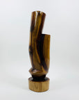 Midcentury Balinese hand carved lacquered abstract wood sculpture
