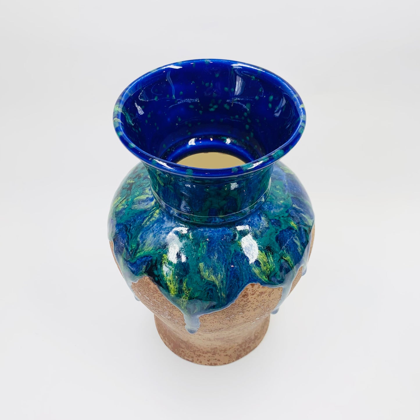 1970s Australian studio rust pottery tie dye hand glazed vase