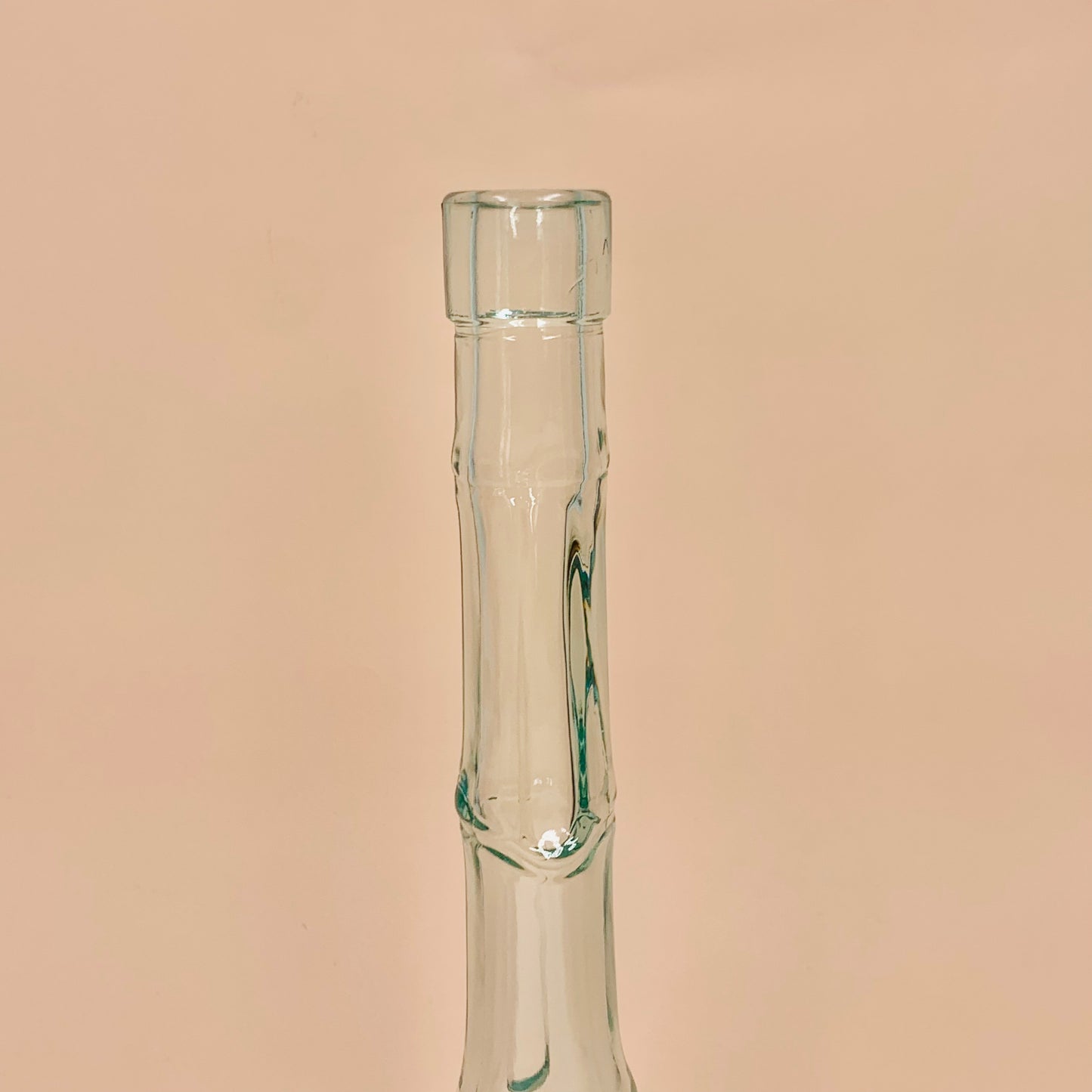 Retro Vetreria Etrussa Italian glass bottle vase with bamboo rings pattern
