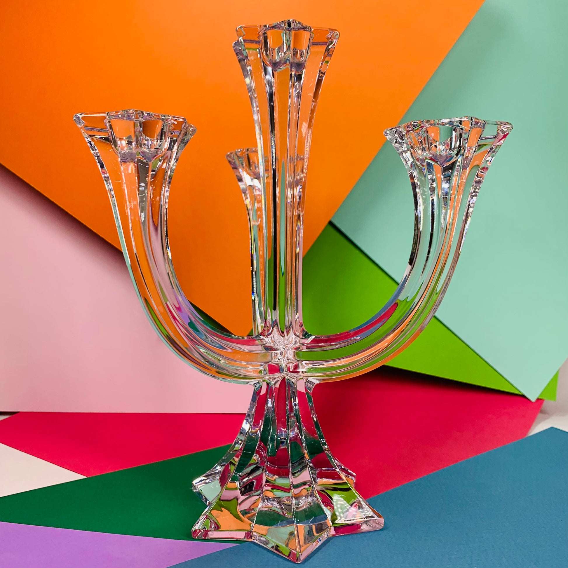 Rare 1980s Villeroy & Boch crystal candelabra GLASS ET CETERA