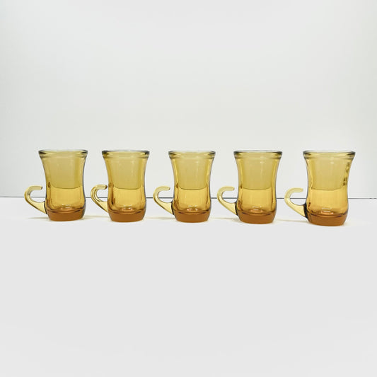 MCM amber glass espresso glasses with handles