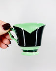 Extremely rare 1920s Victoria Czechoslovakia Art Deco hand painted porcelain coffee cup and matching saucer