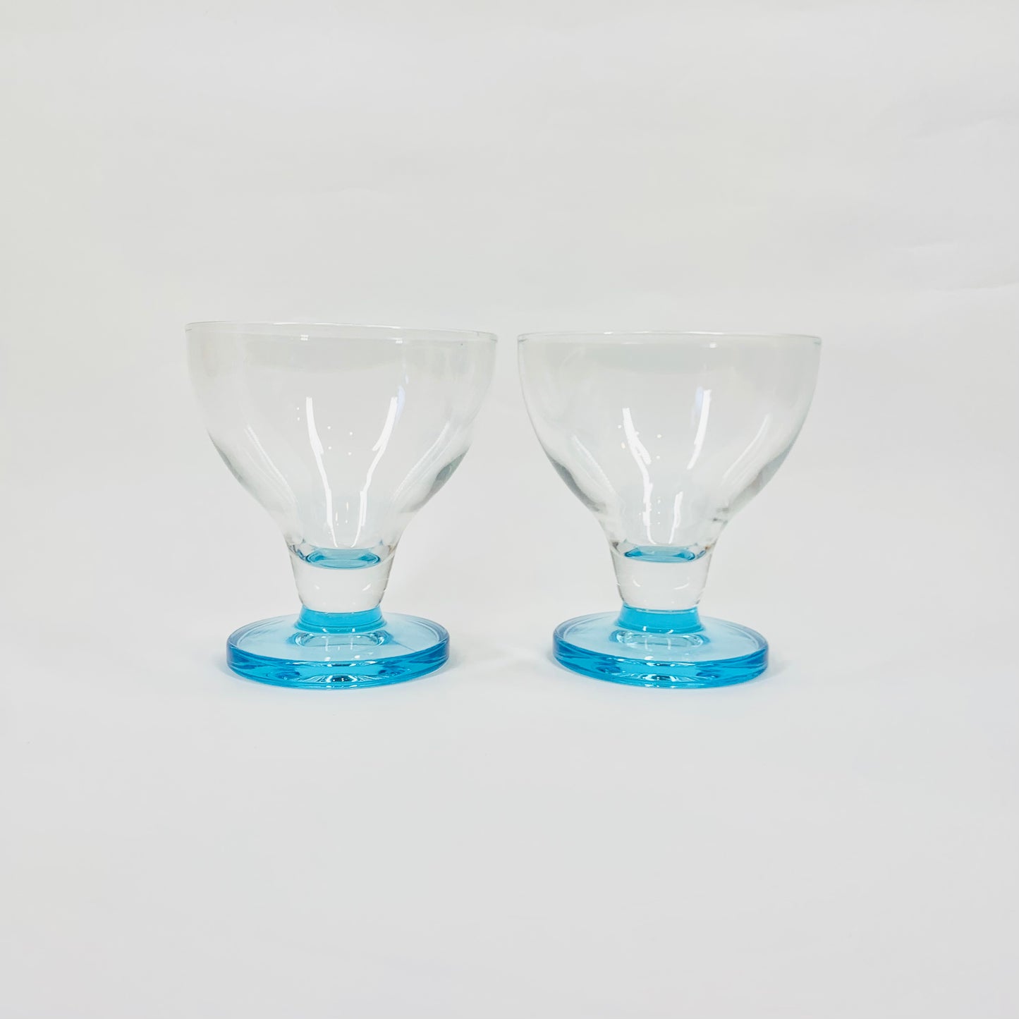 1980s blue round base glass goblets