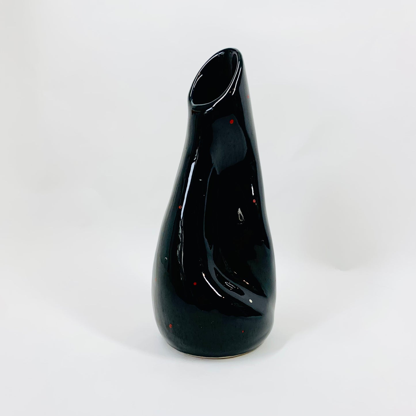 Midcentury hand painted black porcelain vase