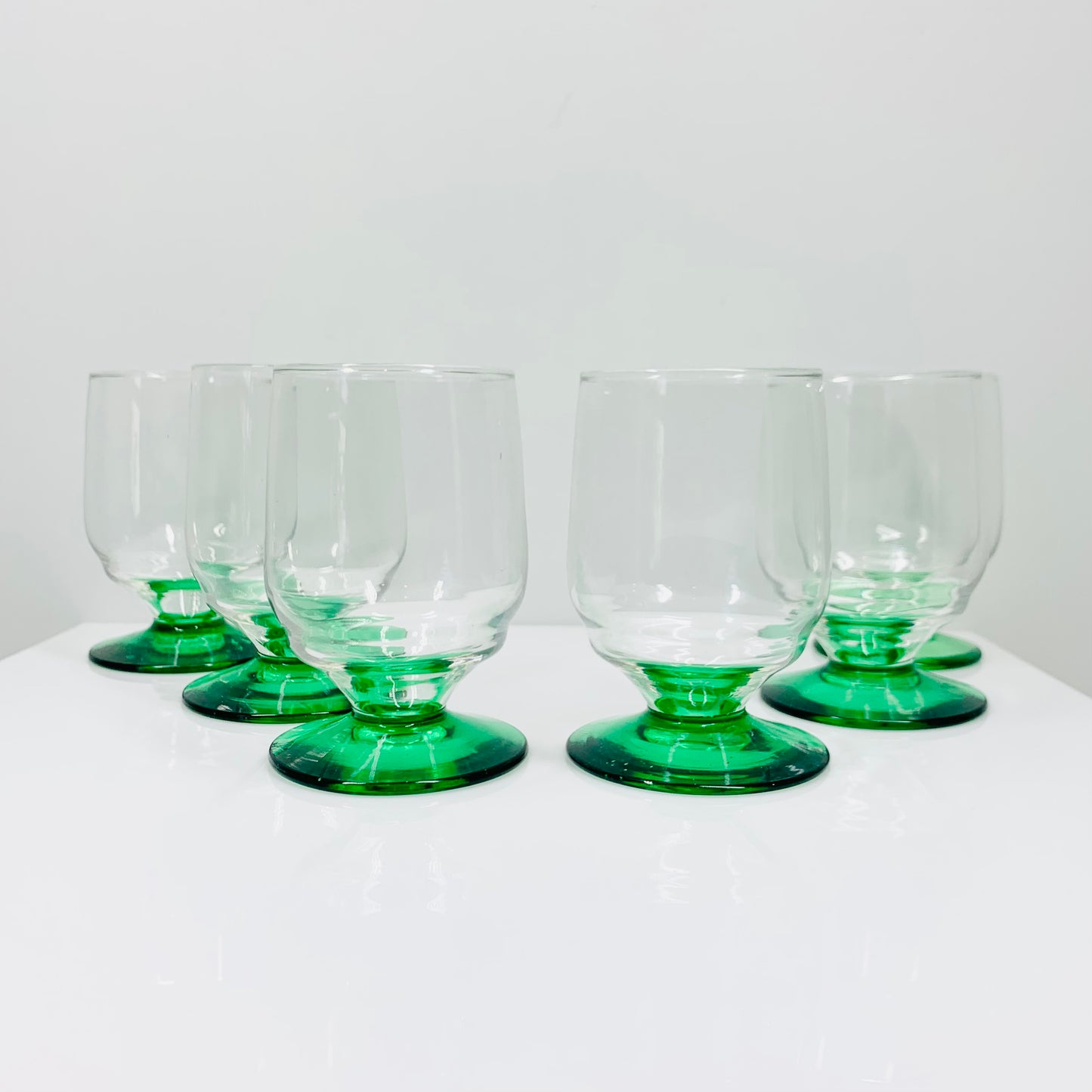MCM set of liqueur glasses with green foot