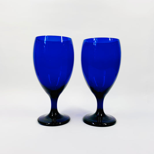 Vintage Libbey cobalt blue glass goblets