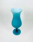 Midcentury footed Italian Empoli cased aquamarine glass vase