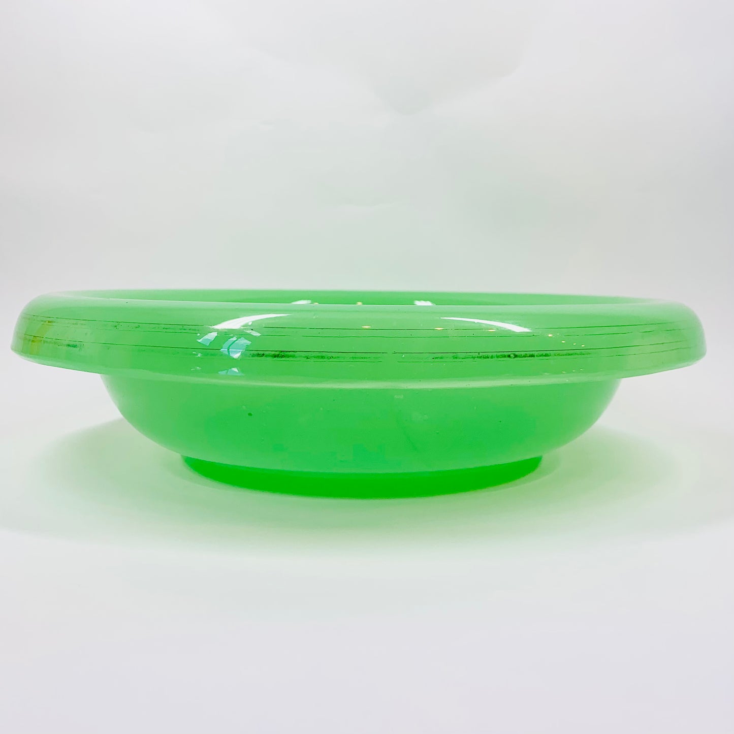 Extremely rare large antique French green opaline glass bowl