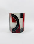 Antique Art Deco black and ruby enamel cased satin hexagons glass posy vase by Karl Palda