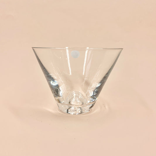 1980s Krosno Poland clear glass bowl with control bubble base