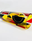 Extremely rare antique Art Deco citrine, black and ruby enamel cylinder glass vase by Karl Palda