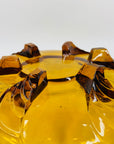 Antique Art Deco amber glass float bowl with matching flower frog