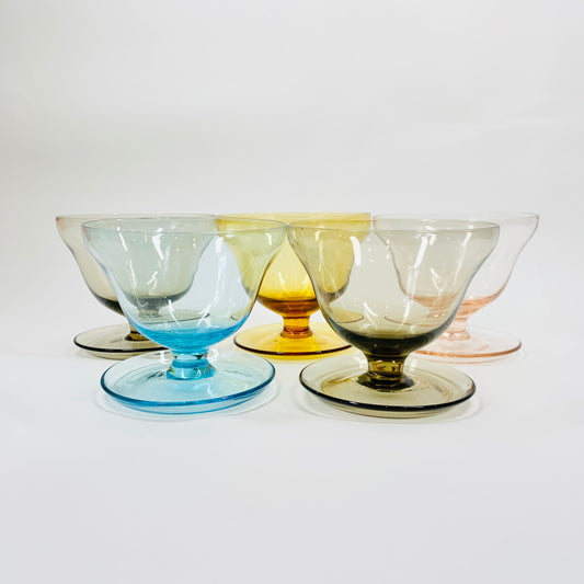 Midcentury thick harlequin glass coupe/dessert bowl