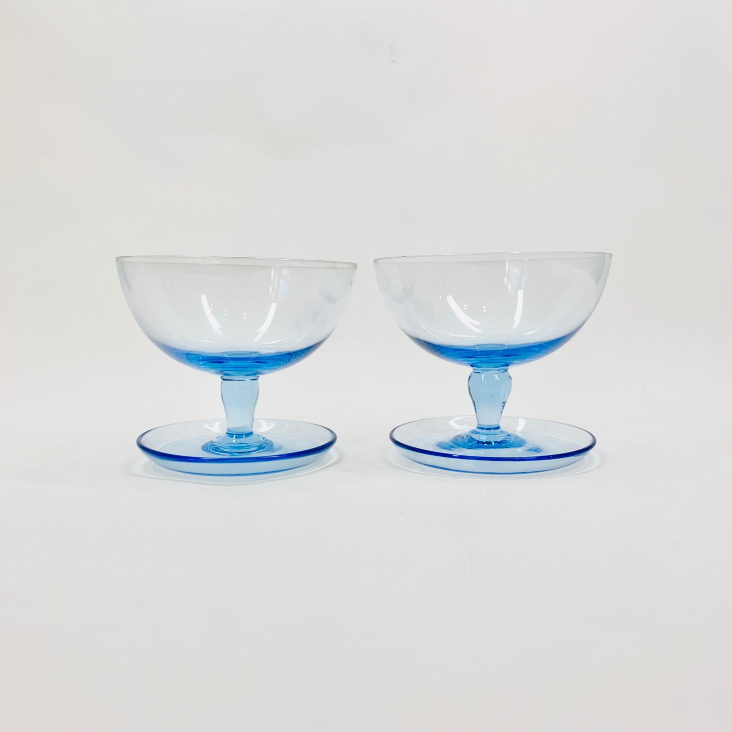 Midcentury blue glass coupe/dessert bowls