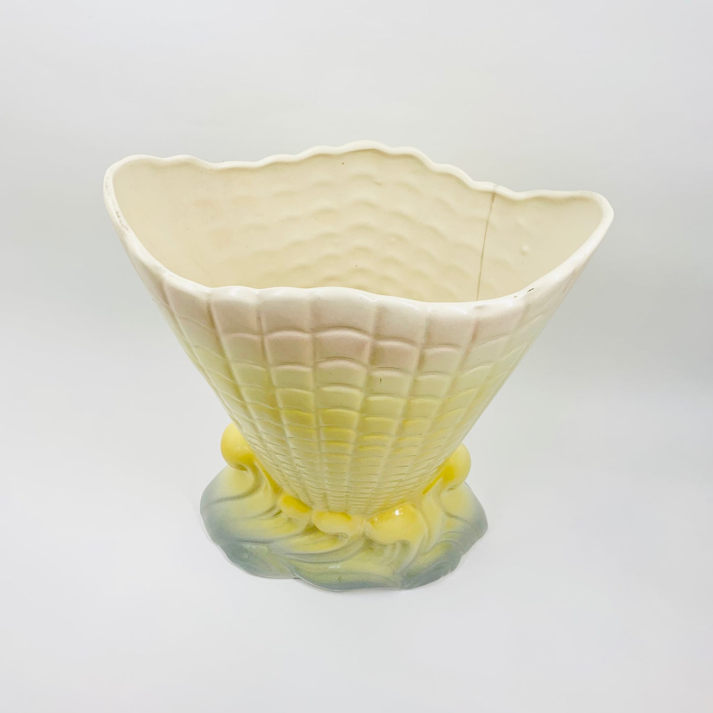 Large Art Deco Pates Australia yellow drip glaze pottery vase